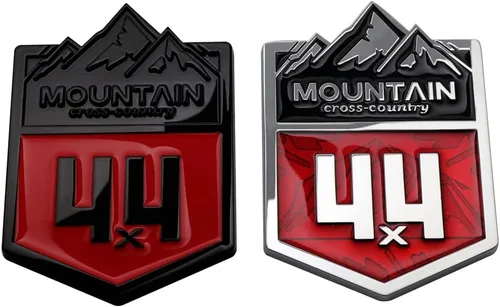 Miniatura 5 de 1 calcomanía de metal de montaña 4 x 4 para automóvil de campo traviesa, para carreras todoterreno (color negro y rojo)