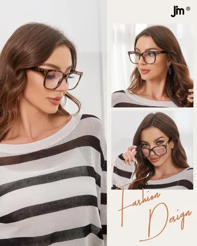 Miniatura 4 de JM Gafas de lectura de gran tamaño para mujer, lectores cuadrados elegantes para mujeres y hombres/W bloqueo de luz azul de moda para mujer