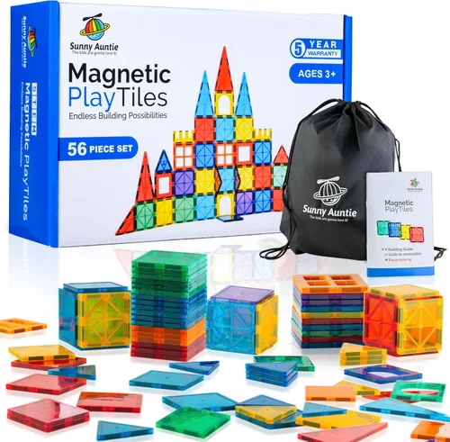 Fichas Magnéticas 56 Piezas, Fichas Magnéticas para Niños y Niños Pequeños de 3 a 8 años, Juguete Magnético para Niños y Niñas de 3, 4, 5, 6, 7, 8