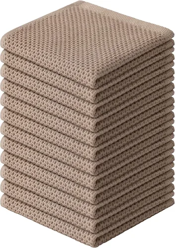 Miniatura 121 de Kitinjoy - Paños de cocina de 100 % algodón, tela de tejido gofrado, paño de limpieza ultrasuave, absorbente y de secado rápido. Gris Oscuro