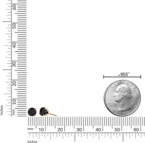 Miniatura 4 de Lavari Jewelers - Aretes redondos de piedras preciosas naturales para mujer en oro amarillo o blanco de 14 quilates con piedra natal de 0.197in