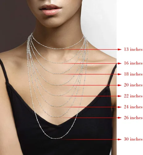 Miniatura 6 de Miabella Collar de cadena de cuentas de plata de ley 925 italiana para mujer, fabricado en Italia