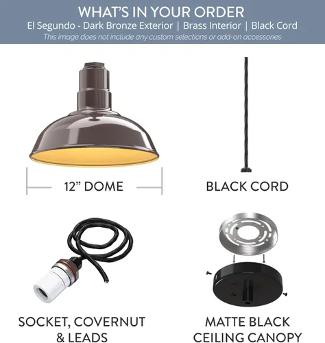 Miniatura 51 de Steel Lighting Co. El Segundo - Lámpara de granero Colgante montado en el techo Domo de 12 pulgadas Vástago de 12 pulgadas Luz de acero