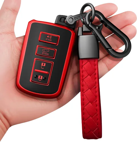 Miniatura 8 de Funda para Llavero Toyota con Llavero de Cuero, Estuche de Llave de TPU Suave con Protección Completa para Sequoia, 4Runner, Tacoma, Tundra, RAV4