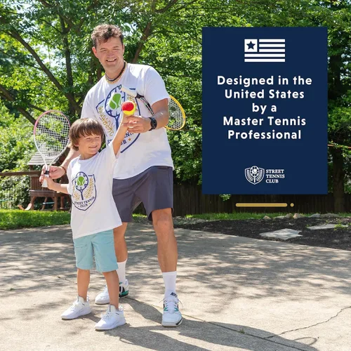 Miniatura 7 de Raqueta de tenis para niños con videos de entrenamiento – Raqueta de tenis juvenil de aluminio con mango de neopreno para niños de 5 a 12 años