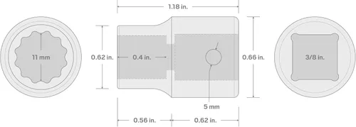 Miniatura 222 de TEKTON Encastre de 3/8 pulgadas x 0.669 in Zócalo de impacto de 12 puntos poco profundo SID12317