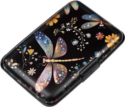 Miniatura 9 de Mini tarjetero para mujeres u hombres, tarjetero delgado con bloqueo RFID, estuche rígido para tarjeta de identificación, tarjetero de viaje, Negro