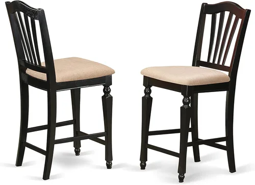 Miniatura 4 de East West Furniture PBCH3-BLK-C - Juego de mesa de comedor de 3 piezas de altura para mostrador de cocina contiene una mesa de comedor cuadrada y 2