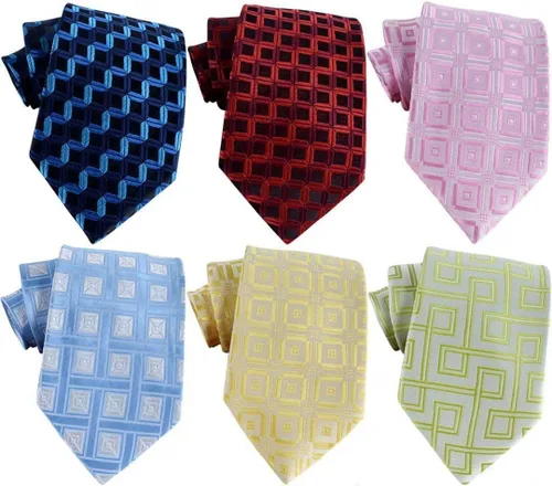 Miniatura 125 de WeiShang Lote de 6 corbatas clásicas de seda para hombre, corbatas tejidas jacquard