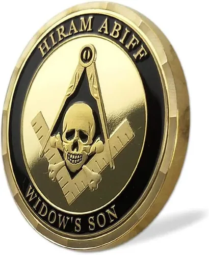 Miniatura 5 de Moneda de desafío masónico Gran Maestro Hiram Abiff Viuda Hijo Masón Azul Lodge Monedas Regalo