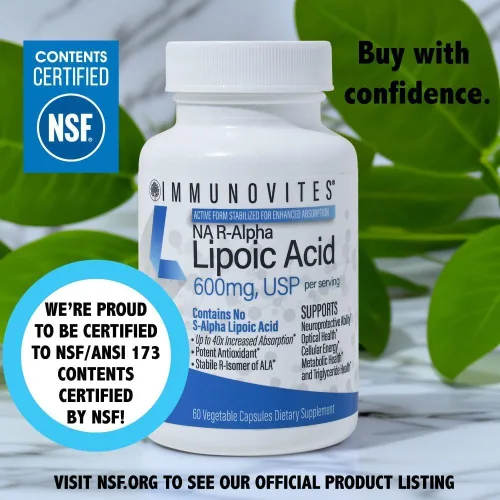Miniatura 11 de IMMUNOVITES Ácido R-alfa lipoico estabilizado ((True)) 600 mg por porción [[Alta potencia y hasta 40 veces mayor absorción]] (Na R-ALA) (Na R-LA)