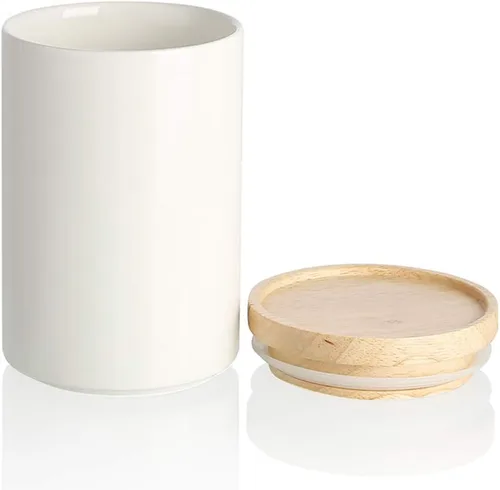 Miniatura 39 de Sweejar Kitchen Canisters - Tarro de cerámica para almacenamiento de alimentos, recipientes apilables con sello hermético y tapa de madera
