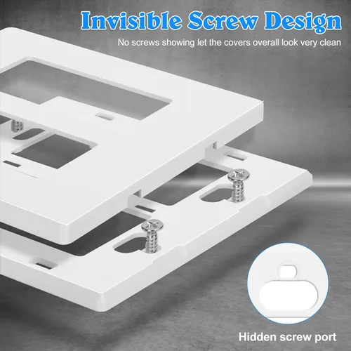 Miniatura 3 de Placa de pared sin tornillos de 2 segmentos, cubiertas de enchufe doble para enchufes eléctricos, interruptor de luz, placas de cara de tornillo