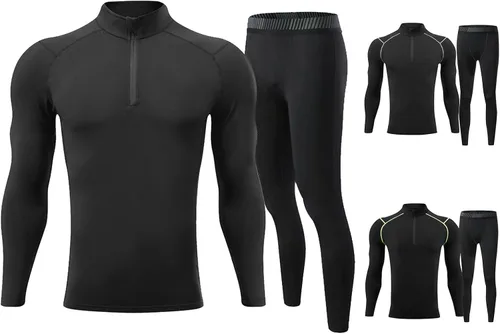 Miniatura 5 de Conjunto de ropa interior térmica para hombre, conjunto de sudadera de forro polar y pantalones largos de forro polar, cálido de secado rápido, capa