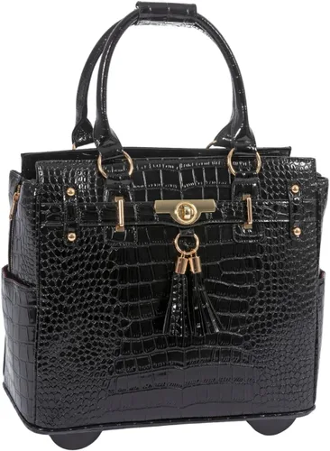 Miniatura 7 de JKM & Company Bolsa con ruedas para laptop para mujer, maletín con ruedas de diseño, se adapta a portátiles de 13 a 17 pulgadas, estuche para Marrón