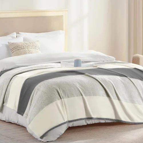Miniatura 18 de Homelike Moment Manta de cama de forro polar, tamaño Queen, color gris, suave y esponjosa, manta grande de franela de felpa mullida y acogedora