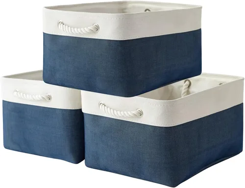 Miniatura 85 de TheWarmHome Contenedores de almacenamiento para estantes, tamaño mediano, 3 unidades, 13.8 pulgadas de largo x 9.8 pulgadas de ancho x 6.7 pulgadas