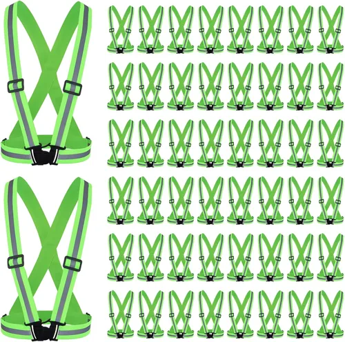 Miniatura 9 de Hercicy 20 chalecos reflectantes de alta visibilidad, correas ajustables para equipo de correr, reflector ligero para construcción (negro)