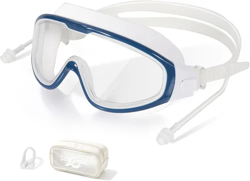 Miniatura 27 de Gafas de natación para adultos, a prueba de fugas, gafas de piscina antivaho, gafas de natación de visión amplia con tapones para los oídos y clip