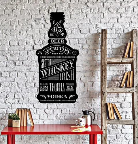 Vinilo calcomanía decorativo para pared Alcohol Botella Bar Club nocturno Whisky Cerveza pegatinas (ig4242)