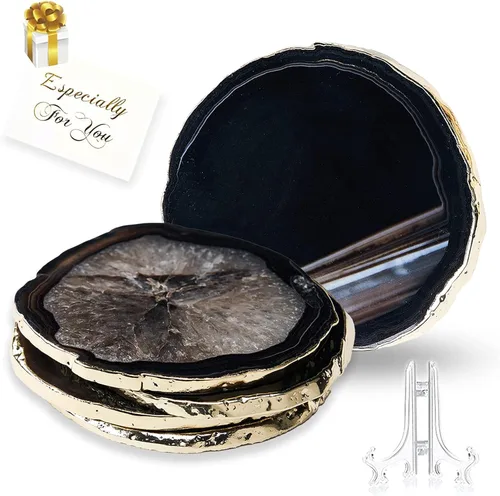 Posavasos de Ágata Geode para Bebidas con Piedra Natural de Gema, Posavasos de Ágata en Rodajas para Tazas y Alfombrilla de Copa para Decoración del