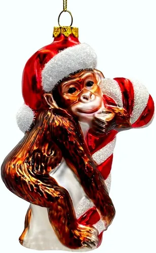 Miniatura 28 de Adorable adorno de gato atigrado con sombrero de Papá Noel, decoraciones navideñas perfectas para los amantes de los gatos, cristal hecho a mano