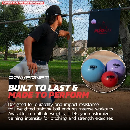 Miniatura 6 de PowerNet Power Plyometrics - Balón de entrenamiento de 16, 32 y 64 pesos, relleno de arena, aumenta la velocidad, codificado por colores, ideal