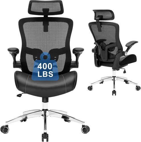 Silla de oficina grande y alta, silla de escritorio ergonómica resistente de 400 libras con cojín de espuma de modelado 3D suave, sillas de