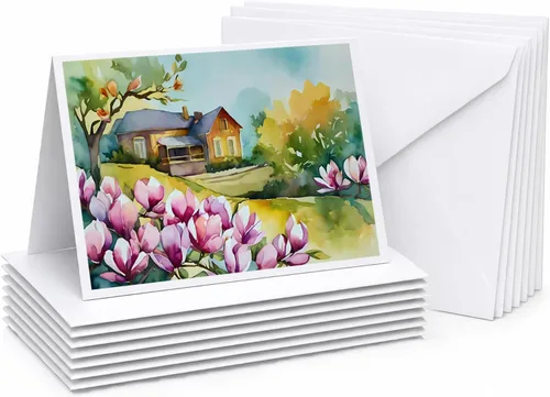 Miniatura 20 de Caroline's Treasures DAC1709GCA7P - Tarjetas de felicitación y sobres de arándanos de Texas en acuarela, paquete de 8 tarjetas en blanco con sobres