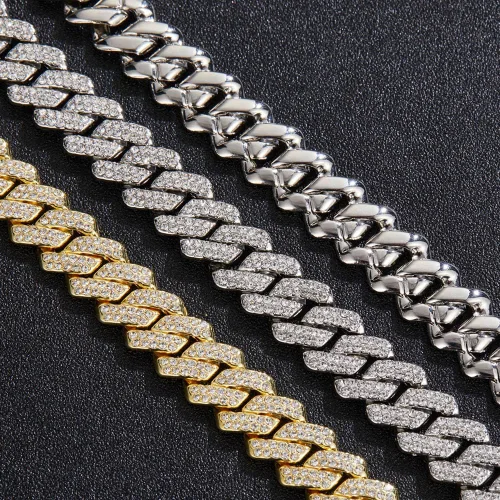 Miniatura 7 de Cadena y pulsera de eslabones cubanos de oro y plata para hombres y mujeres Collar de diamantes Iced Out Miami Cuban Hip Hop Joyería