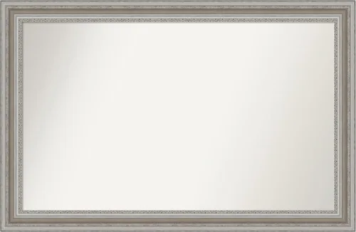 Miniatura 403 de Amanti Art Espejo de baño plateado para sobre el fregadero, 26 x 26 pulgadas, espejo cuadrado de plata antigua, marco de madera tradicional mediano
