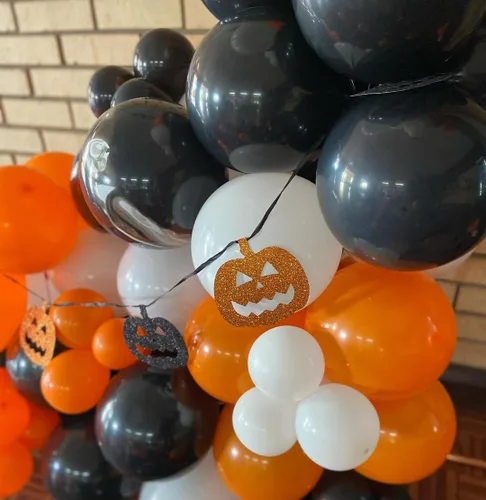 Miniatura 4 de Globos de látex para fiesta de Halloween de 12 pulgadas con confeti para celebración, fiesta, bar, aniversario, decoración, color negro, naranja