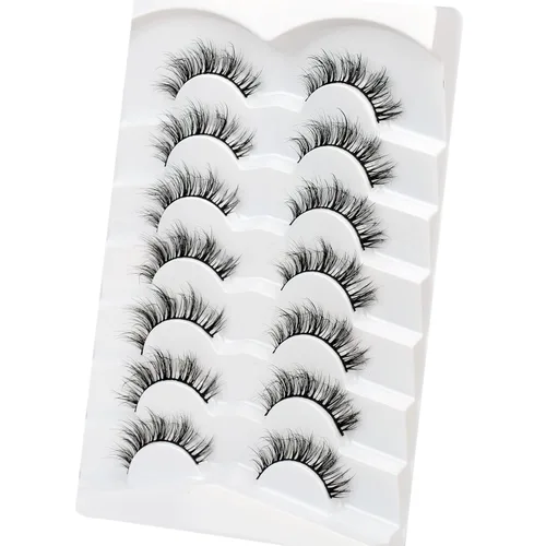 Miniatura 268 de Pooplunch - Pestañas postizas finas de visón sintético, estilo ojo de gato, naturales, cruzadas, tipo racimo, efecto 8D de volumen, tiras