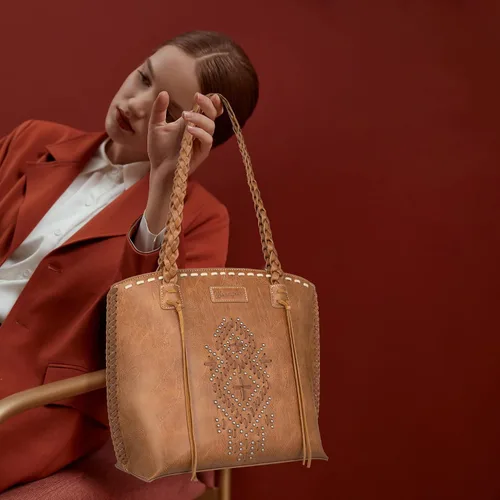 Miniatura 3 de Wrangler Bolso Hobo de gran tamaño tejido a mano con remaches occidentales