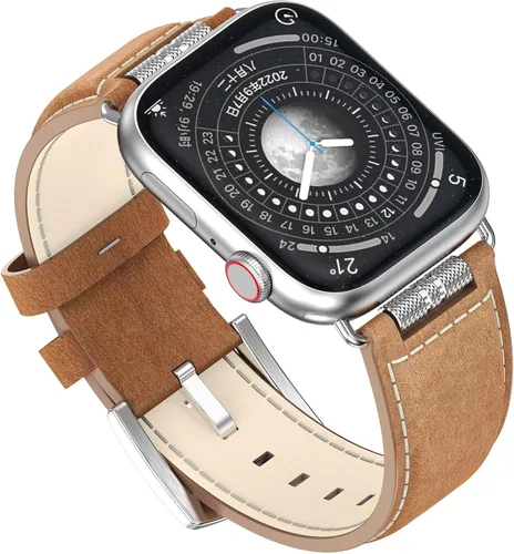 Miniatura 9 de Caseultra Correas de cuero compatibles con Apple Watch Band 1.929 in 1.772 in 1.732 in 1.654 in 1.614 in 1.575 in 1.496 in para hombre, correa