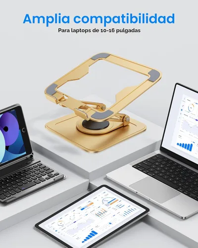 Miniatura 6 de LOXP Soporte ajustable para laptop, soporte para computadora con base giratoria de 360°, soporte ergonómico para computadora portátil