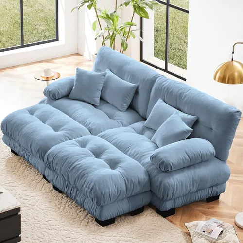 Miniatura 35 de KEIKI Sofá modular de 94 pulgadas con 4 almohadas, cómodo juego de sofá biplaza Cloud para sofá de asiento profundo suave y profundo, sofá biplaza