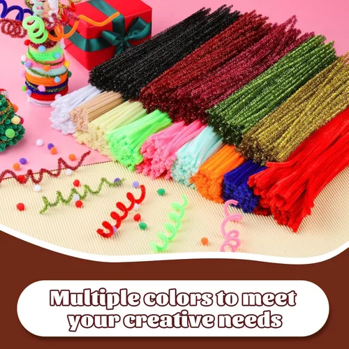 Miniatura 7 de Giwrmu 100 Piezas Limpiapipas Tallos de Chenilla, Limpiapipas Marrones para Manualidades, Palos Difusos Suministros de Manualidades, Limpiapipas