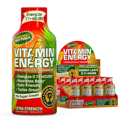 Miniatura 8 de Vitamin Energy Immune+ Extra Strength Energy Shot Army Orange 10 unidades, 260 mg de cafeína natural, vitaminas B, citicolina, té verde, apoyo