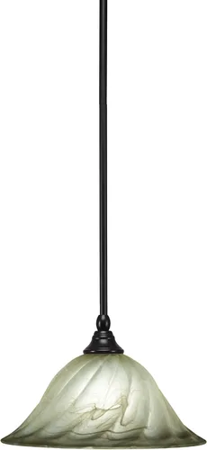 Miniatura 149 de Toltec Lighting Tallo Colgado Mini colgante, acabado de cobre negro, 3.5" cuadrado humo burbuja vidrio