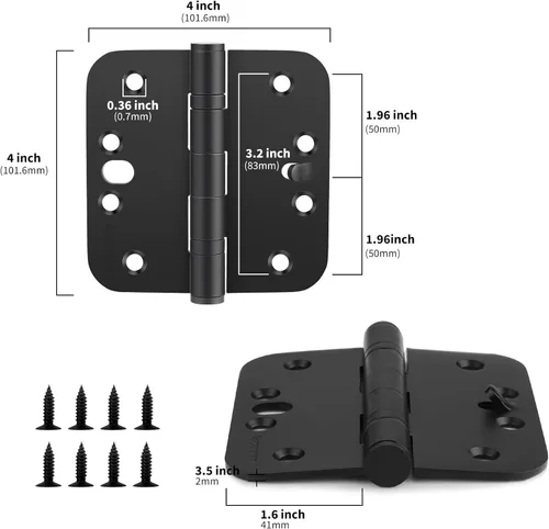 Miniatura 2 de goldenwarm Paquete de 6 bisagras de seguridad con rodamientos de bolas para puertas exteriores e interiores, bisagras de acero inoxidable negro mate