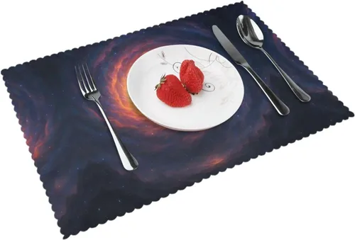 Miniatura 12 de Rectangular Placemats Set of 4, Heat Resistant Cucumber Printed Kitchen Dining Table Mats