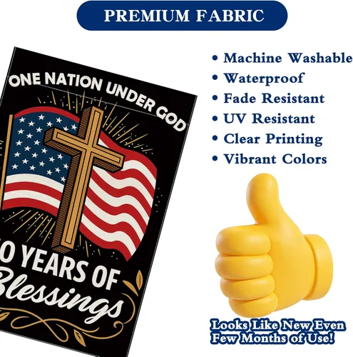 Miniatura 6 de Blessings 250 Years America Garden Flag, 250 Anniversary USA Flag America Patriotic Banner 250 Year One Nation Under God 4th of July - Bandera