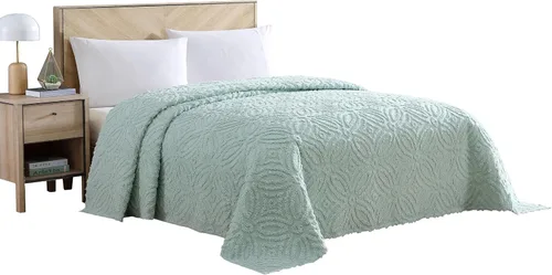 Miniatura 9 de Beatrice Home Fashions Colcha de Chenilla con Patrón Wedding Ring, Full, azul