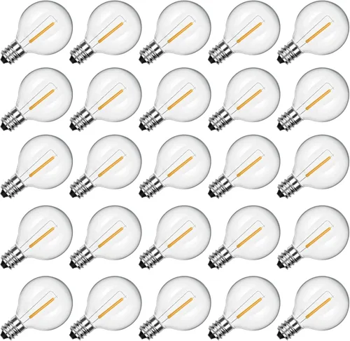Miniatura 11 de 5 paquetes de bombillas LED C7 para luces navideñas, bombilla nocturna de base E12 de candelabro de ahorro de energía de 0.6W, bombillas de repuesto