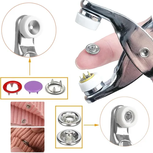 Miniatura 4 de GTAAOY 800 piezas de botones de broches de metal con herramienta de alicates de presión, kit perfecto para manualidades DIY, ropa, sombreros