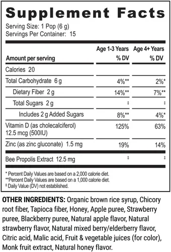 Miniatura 7 de Paletas para el dolor de garganta para niños de Beekeeper's Naturals - Apoyo inmunológico formulado por médicos, vitamina D y miel, menos de 2g