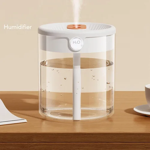 Miniatura 4 de Humidificador, 2L Blanco de Gran Capacidad Doble Boquilla Humidificador de Niebla Hogar Dormitorio Oficina Silencio USB Luz de Noche de Aire