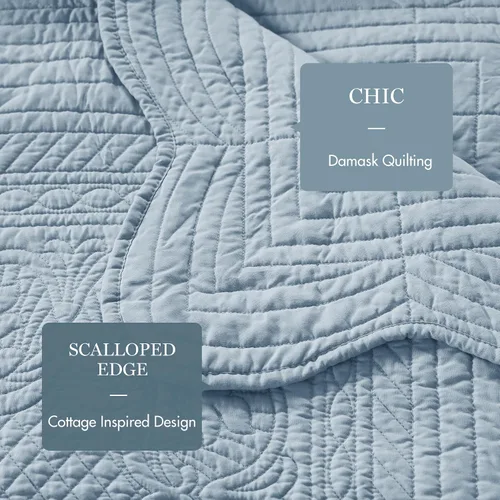 Miniatura 4 de Madison Park Juego de funda para sofá cama, funda acolchada de damasco para sofá cama, para todas las estaciones, ropa de cama costera prelavada