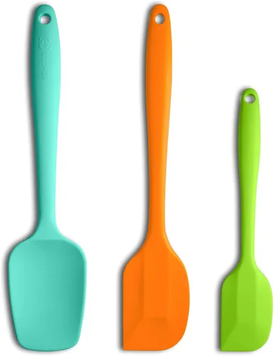 ALLWIN HOUSEWARE - Juego de 3 espátulas de silicona resistentes al calor de 600 °F con núcleo de acero inoxidable, espátula grande, cuchara y mini